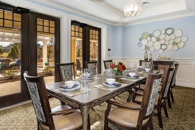 Dining room setup with elegant table and decor