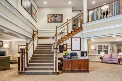 Interior view of the lobby and staircases
