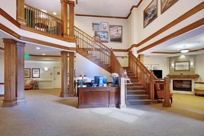 Welcoming lobby area of a senior living facility