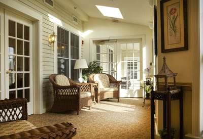 Bright interior common area with comfortable seating
