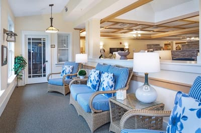 Bright interior lounge area with comfortable seating