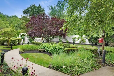 Beautifully landscaped garden with walking paths
