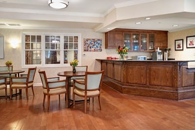 Interior common area with seating and coffee bar