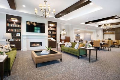 A cozy common area with seating and decor
