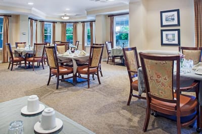 Dining room set up for a meal service