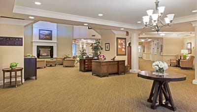 Bright and inviting lobby area with seating