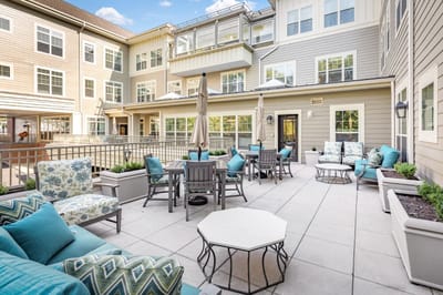 Patio seating area with comfortable furniture