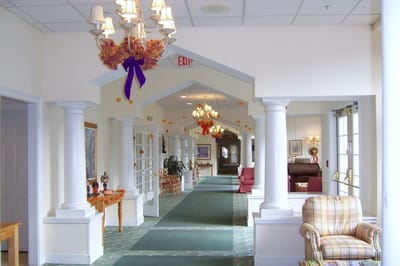 Interior hallway with decor and seating areas