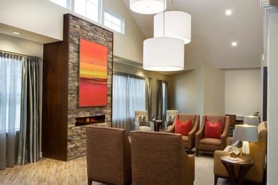 Interior common area with comfortable seating and artwork