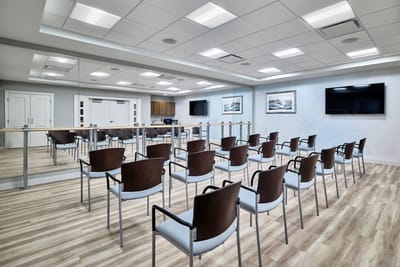 Large activity room with chairs setup