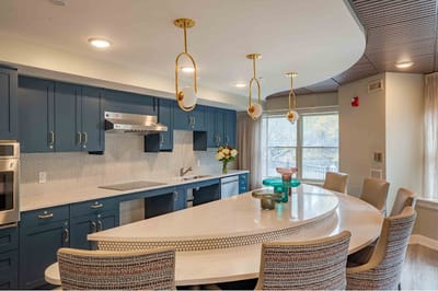 Modern kitchen in a communal dining area