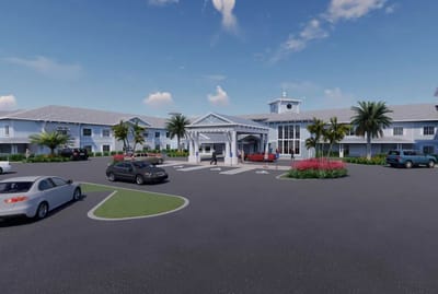 Exterior view of the Meridian at Punta Gorda Isles entrance