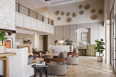 Bright and welcoming lobby area with seating
