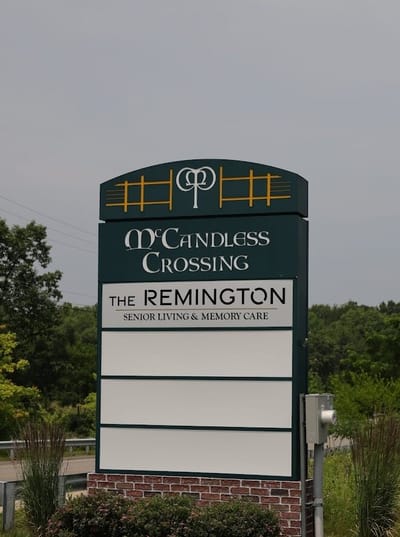 Exterior signage for The Remington Senior Living