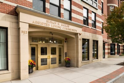 Exterior view of the Susan S. Bailis Assisted Living Community entrance