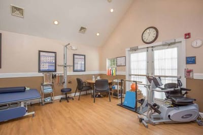 Interior view of a therapy room with equipment