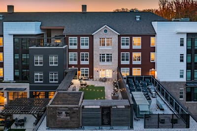 Aerial view of the facility's exterior and outdoor spaces