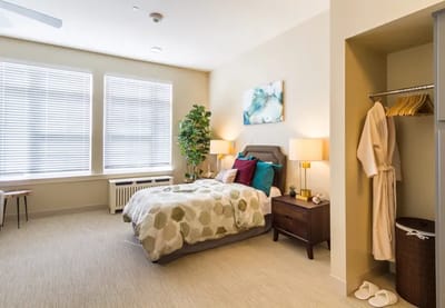 Cozy resident room with a bed and decorations