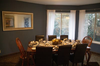 Dining room with a beautifully set table