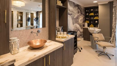 Well-designed hair salon area with modern fixtures