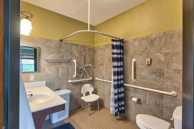 Accessible bathroom with safety features
