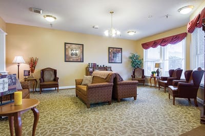 Bright common area with seating arrangement