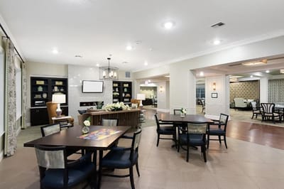 Common area with tables and seating for social activities