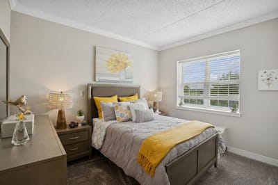 Bright and inviting bedroom with decorative touches