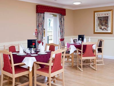 Dining area set with tables and chairs