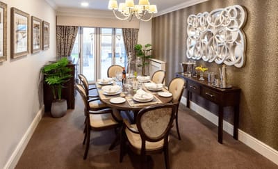 Elegant dining room set for a meal