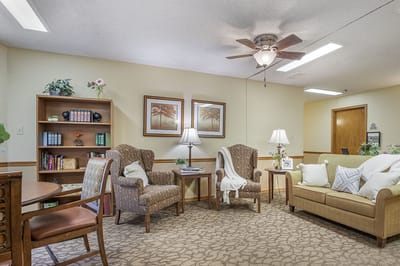 Cozy common area with comfortable seating and decor