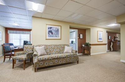 Cozy interior common area with seating