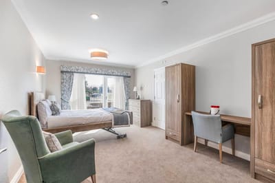 Bright and inviting resident room with modern furnishings
