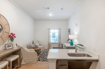 Cozy interior room with seating and decor