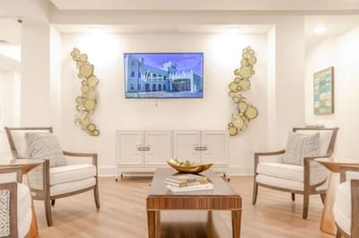 Bright and inviting common area with seating
