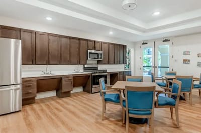 Bright kitchen area with dining table and chairs