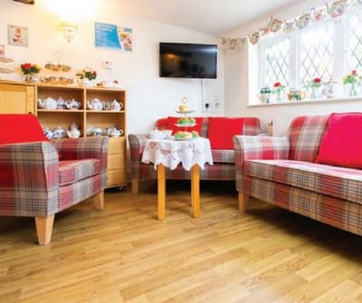 Cozy common area with comfortable seating and decorations
