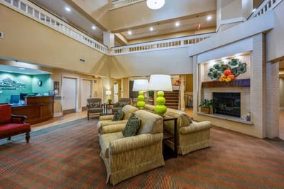 Bright and welcoming lobby area with seating