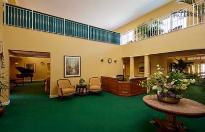 Bright and welcoming lobby area with seating