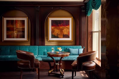 Cozy common area with seating and artwork