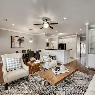 Cozy living area with modern furnishings and decor