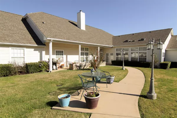 Outdoor area with seating and landscaping