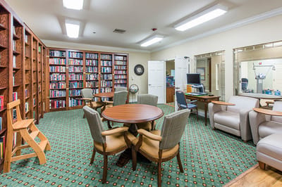 Interior view of a library in the facility
