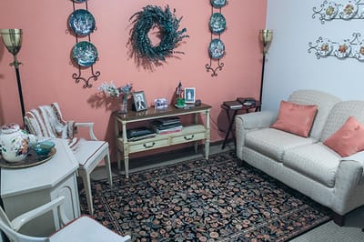 Cozy interior common area with seating and decor