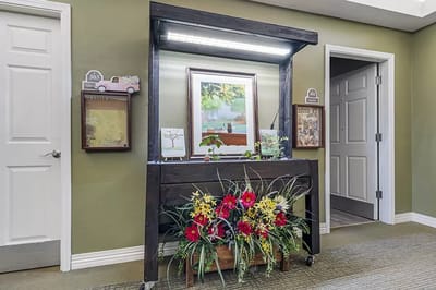 Interior decoration with flowers in common area
