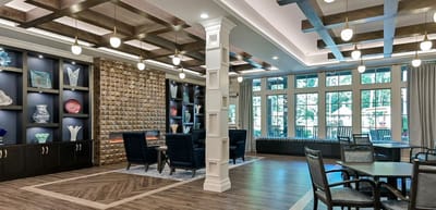 Interior common area with seating and natural light
