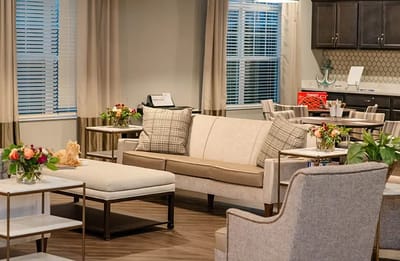 Cozy common area with seating and dining space