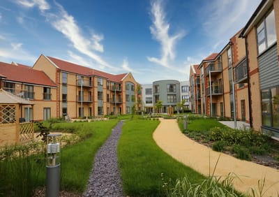 Pathway through landscaped outdoor area