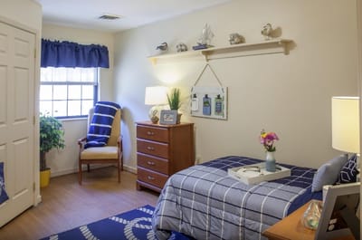 Cozy, well-decorated resident room with personal touches