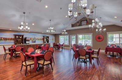 Dining area with elegant tables and chairs